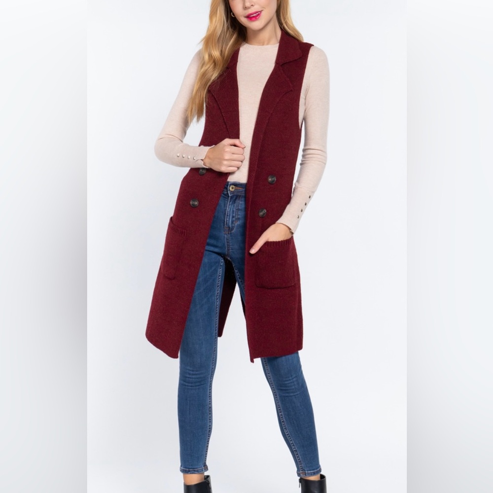 Burgundy sleeveless sweater vest